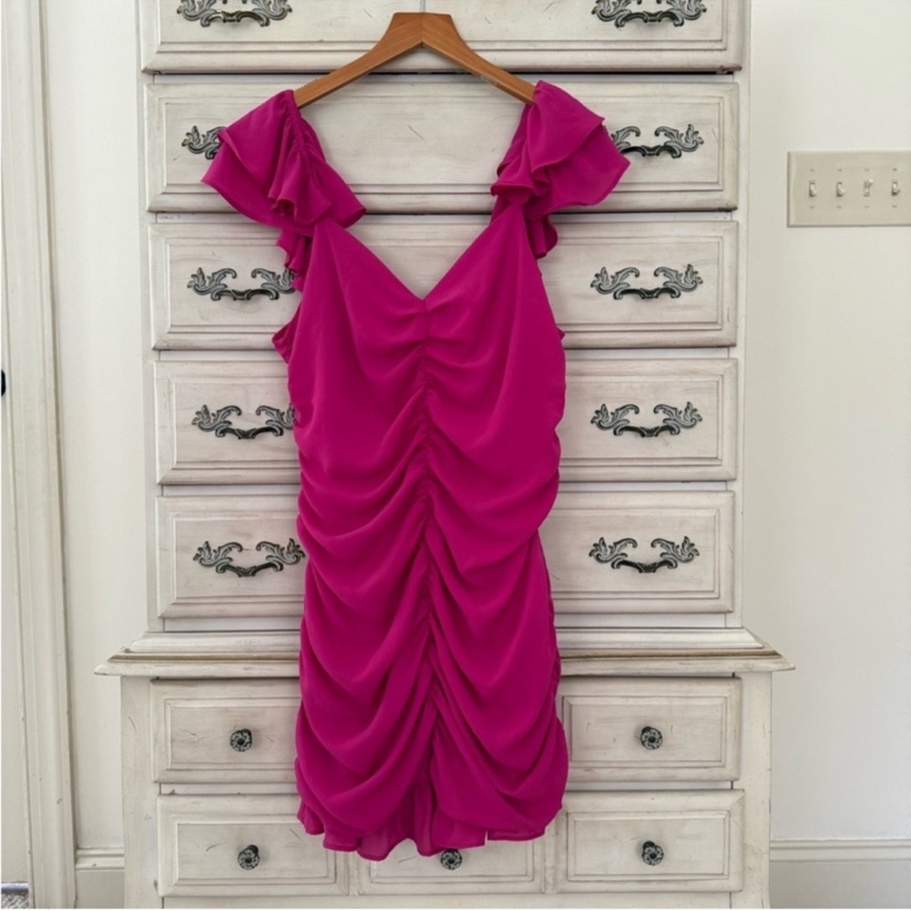 Vici Pink Ruched Great Gatsby Dress